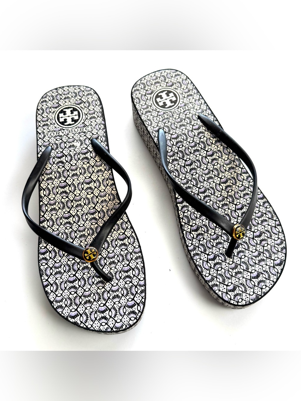 Tory Burch Thandie Wedge Flip-flop Thong Sandals Y2K Casual Women’s Sz 10.5-11 - Picture 2 of 7